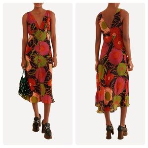 FARM RIOBlack Garden Sleeveless Midi-Dress